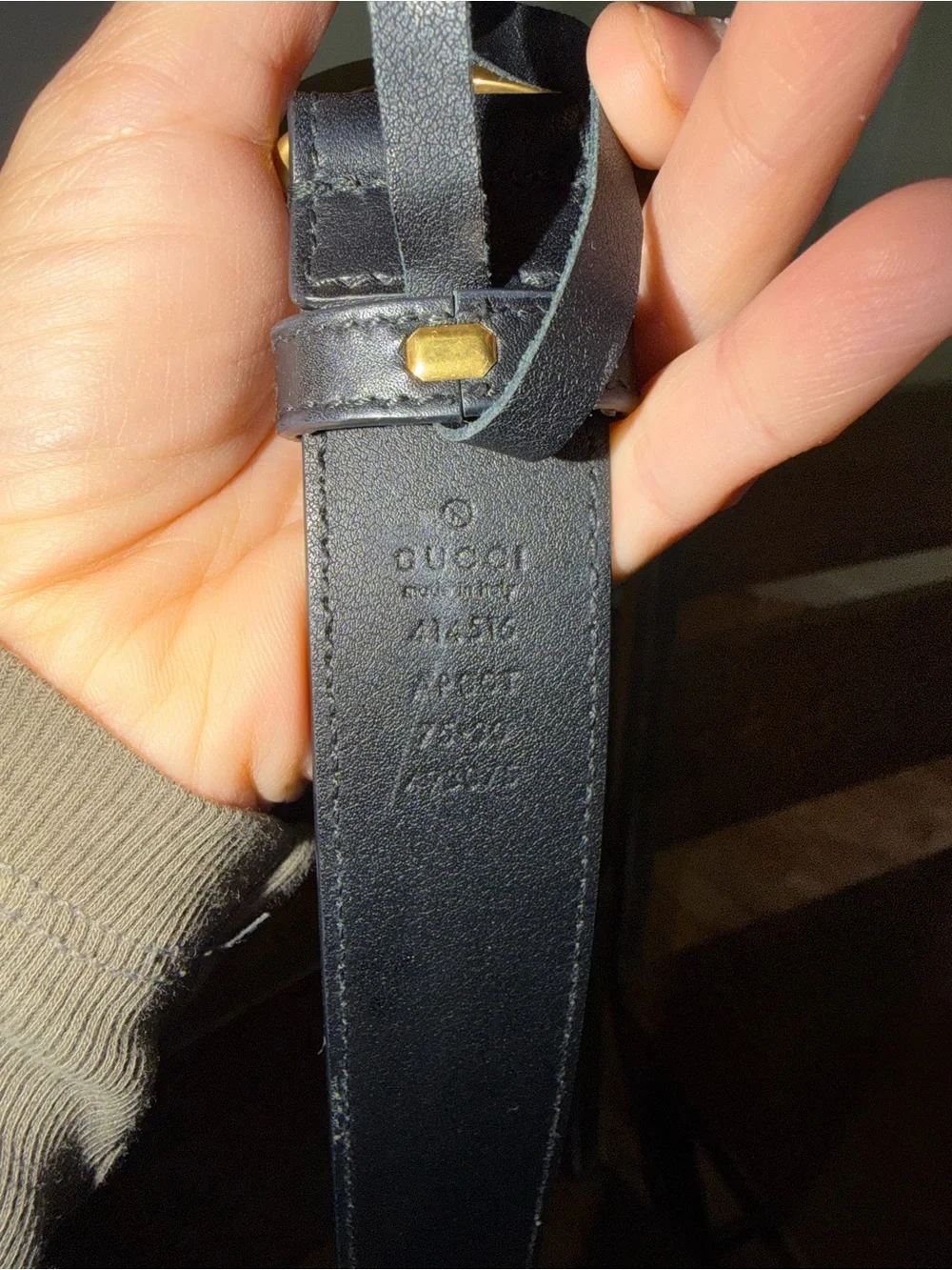 Gucci Black Leather Belt with Gold Double G Buckle